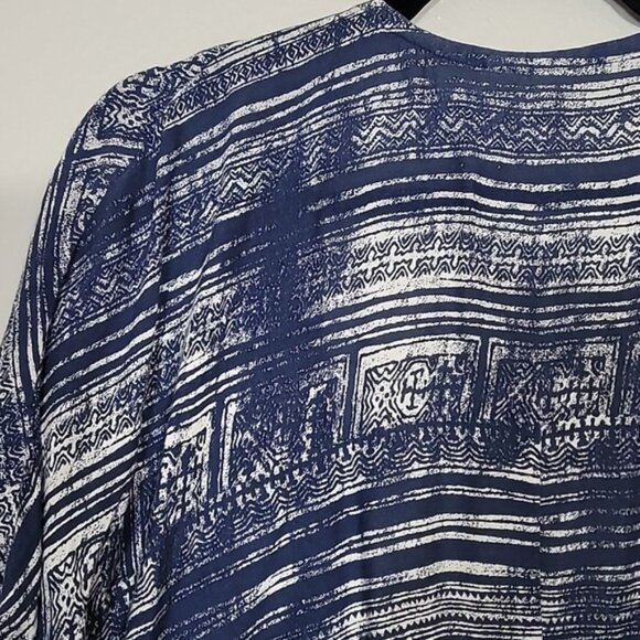 Roxy Open Kimono Cardigan One Size S/M/L/XL Blue Fringe Dolman Bohemian Rayon - Picture 10 of 13